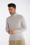 Light Gray Men's Cotton Turtleneck Sweater - 2