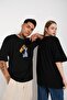 Black Unisex Double Me To Only You Printed Oversize T-shirt - 4