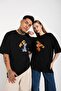 Black Unisex Double Me To Only You Printed Oversize T-shirt