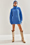 Women's Blue Ripped Patterned Turtleneck Knitwear Sweater Stk159 - 6