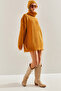 Women's Tan Ripped Patterned Turtleneck Knitwear Sweater Stk159 - 4