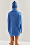 Women's Blue Ripped Patterned Turtleneck Knitwear Sweater Stk159 - 7