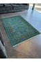 Turquoise Themed Motif Ethnic Floral Patterned Creative Vintage Decorative Carpet 2807 - 3