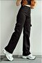 Jenny Women's Black Super High Waist Colorfast Lycra Back Pocketless Model Cargo Jeans - 2