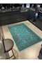 Turquoise Themed Motif Ethnic Floral Patterned Creative Vintage Decorative Carpet 2807 - 2