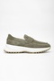 Runo Men's Khaki Suede Genuine Leather Loafer Shoes