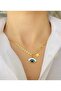 Gold Color Evil Eye and Star Detailed Necklace 40 cm + 5 cm