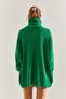 Women's Green Turtleneck Hair Braided Knitwear Sweater Stk181 - 5