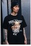 Black Feel Good Bear Printed Oversize Crew Neck Men's T-Shirt - 3