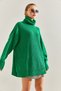 Women's Green Turtleneck Hair Braided Knitwear Sweater Stk181 - 6