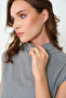 Women's Stand Collar Sleeveless Knitted 100% Cotton Tunic Gray - 6