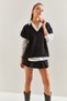 Women's Black V-Neck Short Sleeve Knitwear Sweater Stk175 - 6