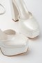 - Women's Pearl Color Closed Front High Platform Wedding Shoes - 2