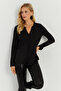 Women's Black V-Neck Blouse AYD268 - 3