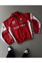 Women's Red Digital Design Printed Parachute Fabric Zippered Raincoat Jacket