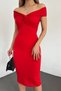 Lycra Flexible Diver Fabric Midi Length Short Sleeve Evening Dress 5038 - 4