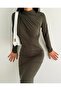 Women's Gathered Turtleneck Long Sleeve Sandy Long Dress
