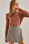 Women's Dusty Rose Turtleneck Knitwear Sweater Stk0015
