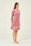 women zipper lace detailed 3/4 sleeve cotton velvet dress with pockets - 4
