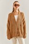 Women's Camel Hair Braided Six-Button Knitwear Cardigan Stk160 - 3