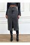 Women's High Waist Slit Black Snow Wash Midi Length Lycra Denim Skirt - 5