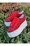 Red Shoes Glitter Platform Heel Evening Dress Sports Shoes - 4