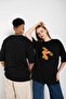 Black Unisex Double Me To Only You Printed Oversize T-shirt - 3