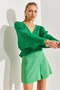 Women's Green Braided Knitted Cardigan Stk162 - 5
