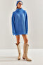Women's Blue Ripped Patterned Turtleneck Knitwear Sweater Stk159 - 5
