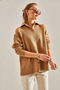 Women's Camel Shoulderless Collared Knitwear Cardigan Stk157 - 6