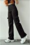 Jenny Women's Black Super High Waist Colorfast Lycra Back Pocketless Model Cargo Jeans - 3