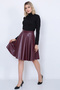 Women's Burgundy Faux Leather Flared Skirt Faux Leather - 7