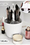 7 Compartment White Makeup Brush and Cosmetic Organizer with Transparent Cover Collector Organizer