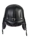 Genuine Leather Unisex Gray Fur Buckle Pilot Leather Hat - 6