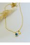 Gold Color Evil Bead and Star Detailed Necklace 40 cm + 5 cm - 3