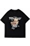 Black Feel Good Bear Printed Oversize Crew Neck Men's T-Shirt