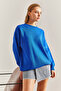 Women's Blue Knitwear Sweater with Printed Back Stk180 - 3