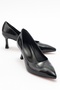 PEDRA Black Patent Leather Women's Heeled Shoes