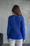 Cobalt Blue Knitted Knitwear Sweater with Patterned Sleeves - 8