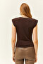 Women's Bitter Brown Padded Collar Loose Blouse BLZ-19002217 - 5