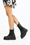 Women's Black Chelsea Boots Non-Slip Thick Sole Short Heel Elastic Comfortable Boots Faux Leather Bootie