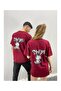 Unisex Tshirt Claret Red Super Printed Lover Couple Combination Set of 2