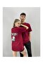 Unisex Tshirt Claret Red Super Printed Lover Couple Combination Set of 2 - 4