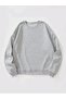 Women's Gray Oversize Crew Neck Basic Plain Sweatshirt
