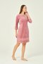 women zipper lace detailed 3/4 sleeve cotton velvet dress with pockets - 2