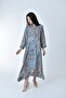 Long Ethnic Patterned Comfortable Cut Silk Dress (LONG ETHNIC PATTERNED COMFORTABLE CUT SILK DRESS) - 4