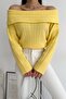 Women's Yellow Green Degaje Collar Ribbed Sweater