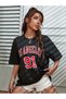 Women's Black Los Angeles 91 Printed Oversize T-Shirt - 6