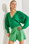 Women's Green Braided Knitted Cardigan Stk162 - 2