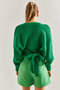 Women's Green Braided Knitted Cardigan Stk162 - 3